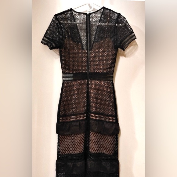 Self-Portrait | Crochet Lace Tiered Midi Dress - Picture 5 of 8